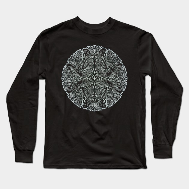 Celtic Knotwork Pattern: Four Men, Four Birds Long Sleeve T-Shirt by Dysis23A